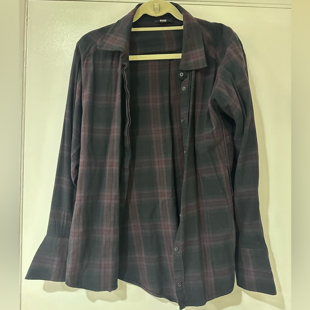 PAIGE Black and Purple Plaid Shirt